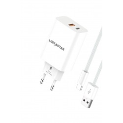 L✮Star 45W 2в1 LS56 2изх. PD(25W)+QC3.0(20W)+кабел USB към USB-C