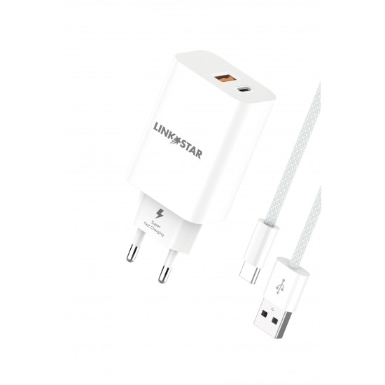 L✮Star 45W 2в1 LS56 2изх. PD(25W)+QC3.0(20W)+кабел USB към USB-C