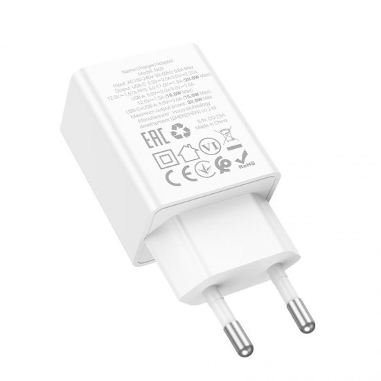 HOCO 220V Адаптер "N69 PD20W+QC3.0 - Бял