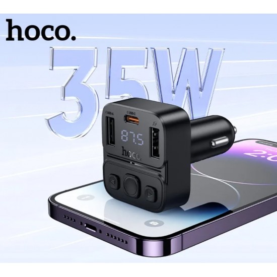 HOCO E87 FM 35W. модулатор трансмитер (2 USB изхода + 1USB-C, microSD, Bluetooth)
