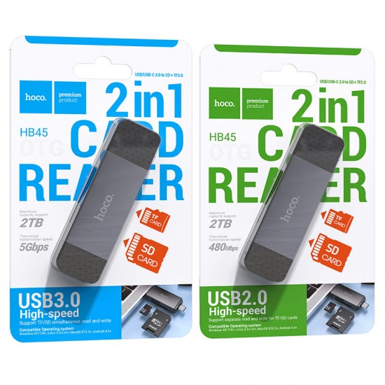 “HB45 Spirit” Четец на карти 2в1 USB-A USB-C 2.0 480Mbps