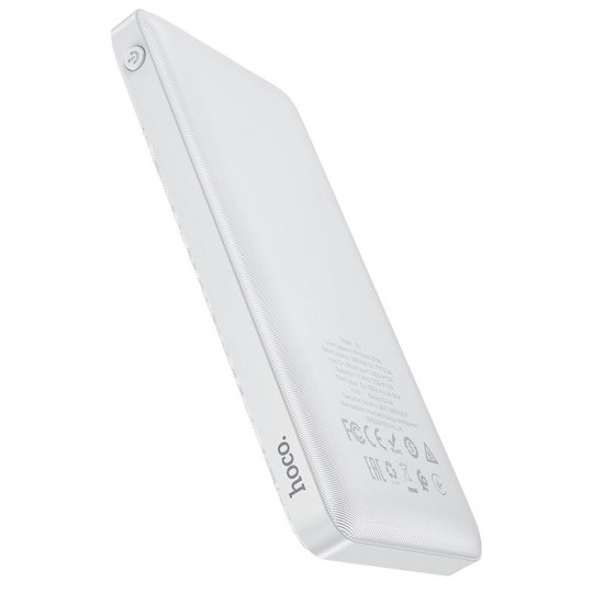 HOCO J72 Powerbank+LED индикатор с 3 изхода USB x 2 T-C x 1 10,000mAh - Бял