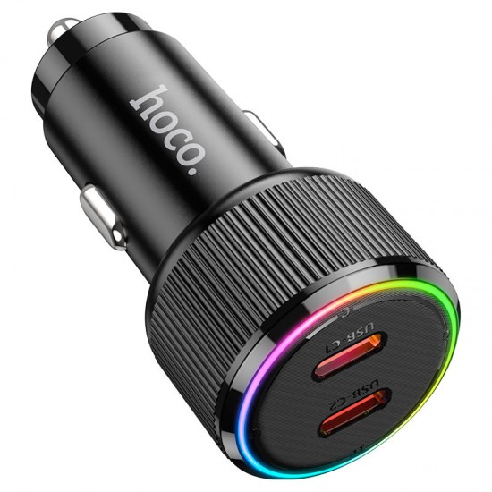 HOCO 12V “NZ14B Guerrero” Черен - Адаптер с 2изх. 50W 2хUSB-C