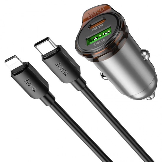 HOCO 12V NZ16A Rigorous Зарядно за кола USB-C+USB-A PD43W Type-C към Type-C