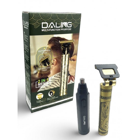 DALING DL-126 Тример за брада и коса + акумулаторен комплект тример за нос