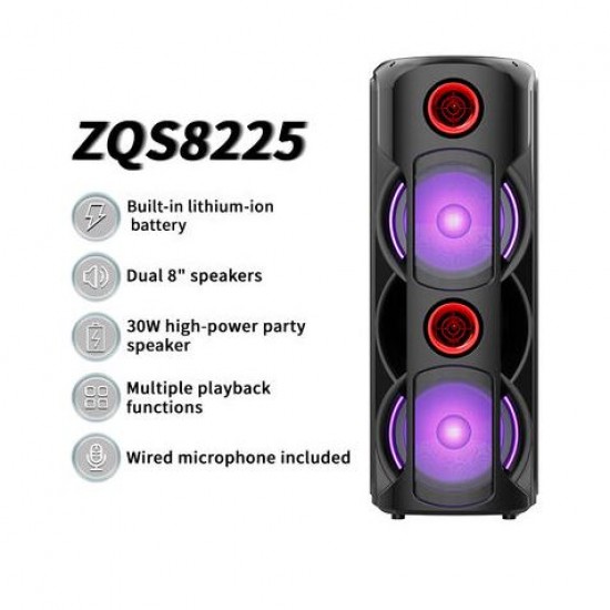 ZQS8225 Портативна Двойна Караоке 8'' Sing-e 30W тонколона+жичен микрофон