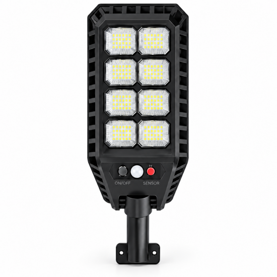 144 LED Лампа за улично осветление със соларен панел и датчик за движение 200W