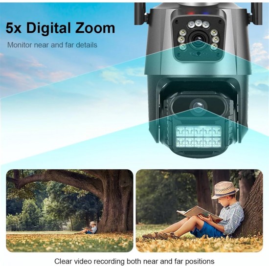 V21 1080P 360 IP WIFI+LAN 2.4GHz Camera 3.0MP V380 3.6mm Двойна Външна охранителна камера