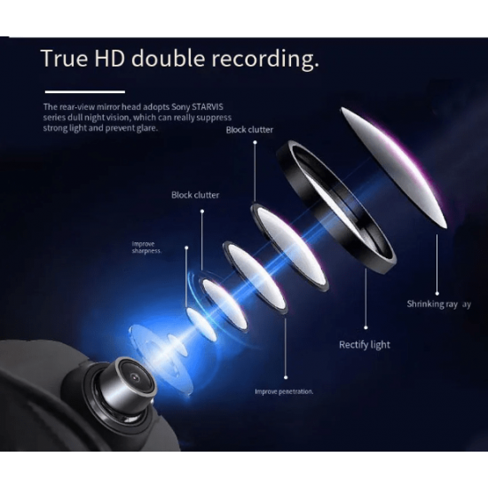 H740 ВИДЕОРЕГИСТРАТОР с ОГЛЕДАЛО FULL-HD 1080P  + ЗАДНА КАМЕРА 9.66"
