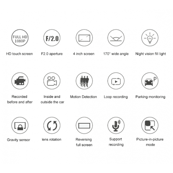 S3 ВИДЕОРЕГИСТРАТОР с ОГЛЕДАЛО FULL-HD 1080P+ екран 4"  + ЗАДНА КАМЕРА