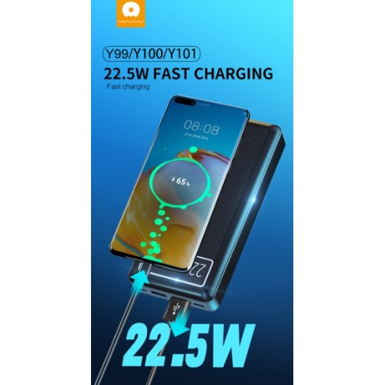 WUW Y100 22.5W 20,000mAh PD+QC3.0 изх.USB 20,000MAH - Черен