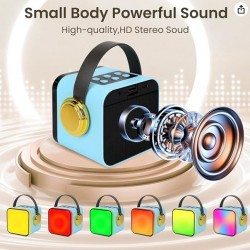 ZX-03 (Син) Караоке мини преносим Практичен Bluetooth високоговорител с 1бр. комплект микрофон  