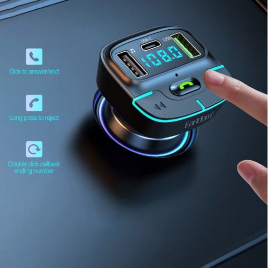 EARLDOM M101 FM 2.4A. модулатор трансмитер (2 USB изхода + 1USB-C, Bluetooth)