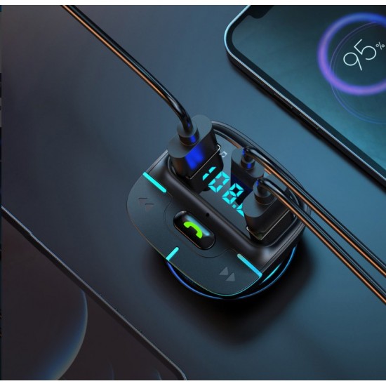 EARLDOM M101 FM 2.4A. модулатор трансмитер (2 USB изхода + 1USB-C, Bluetooth)