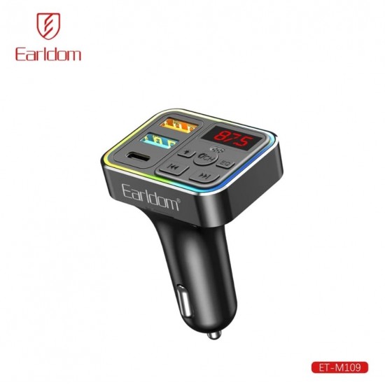 EARLDOM M109 FM 3.1A. модулатор трансмитер (2 USB изхода + 1USB-C, Bluetooth) BT5.3