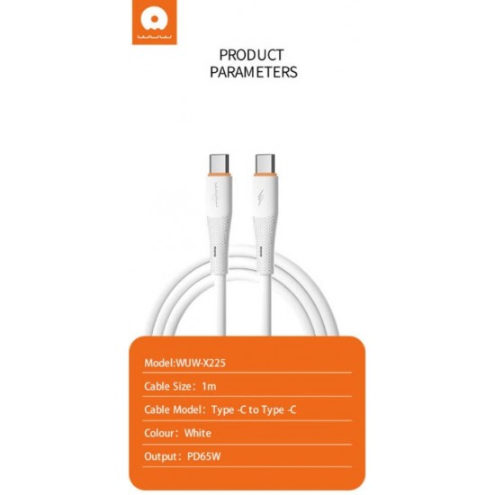 WUW X225 Кабел за Зареждане 65W 1M - Type-C към Type-C