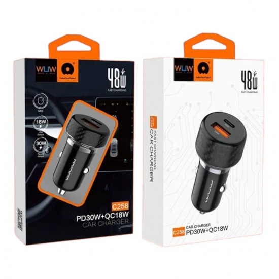 WUW C258 12V Адаптер кола 48W двоен изход USB и USB-C