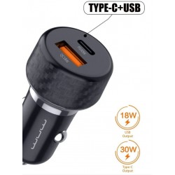 WUW C258 12V Адаптер кола 48W двоен изход USB и USB-C