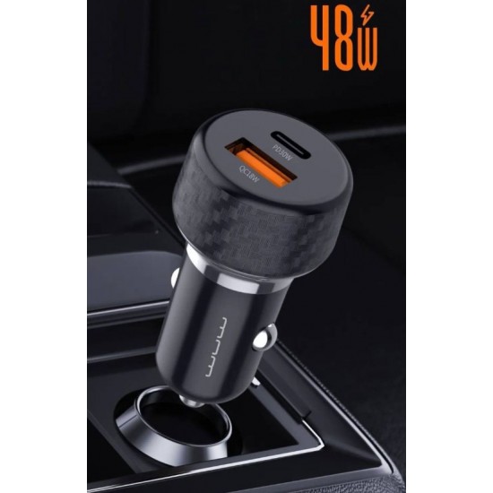 WUW C258 12V Адаптер кола 48W двоен изход USB и USB-C