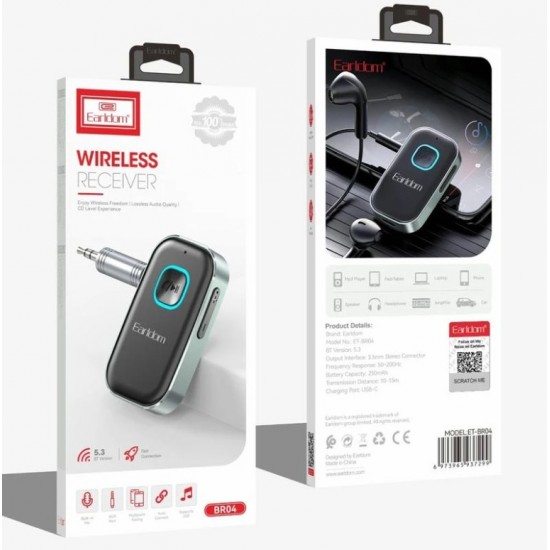 Earldom BR04 V5.3 Bluetooth AUX Аудио Адаптер 13 Часа 