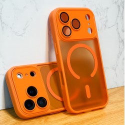 Луксозен кейс+MagsafeTP-27 +камера за iPhone 17 - Оранжев