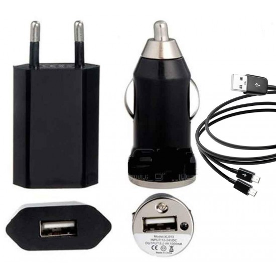 Комбиниран 220V + 12V Адаптер и кабел Micro Mini USB 1.0A.