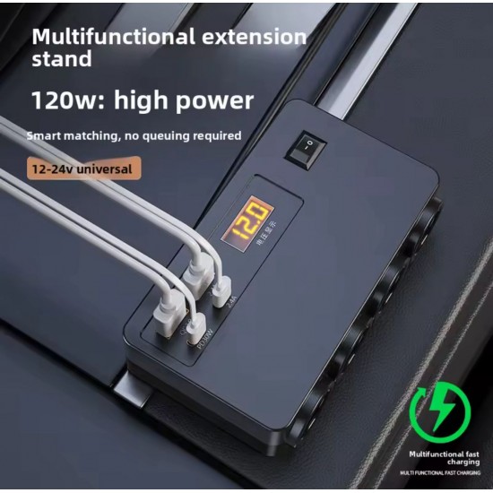 Разклонител за запалка D-30 с 4 гнезда, 2 USB и 2 USB-C 12V/24V PD30W