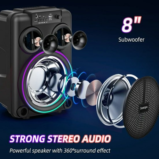 Караоке тонколона инча TTD-817 8" | 10W, LED RGB, Микрофон