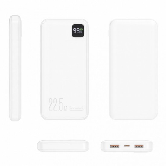 WUW Y137 22.5W POWER BANK 2X USB 1X USB-C OUT/IN - 10,000 mAh - Бял