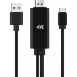 AirSky Type-C към HDMI СЪС ЗАХРАНВАНЕ кабел адаптер за връзка на MHL Android смартфон телефон таблет с телевизор монитор