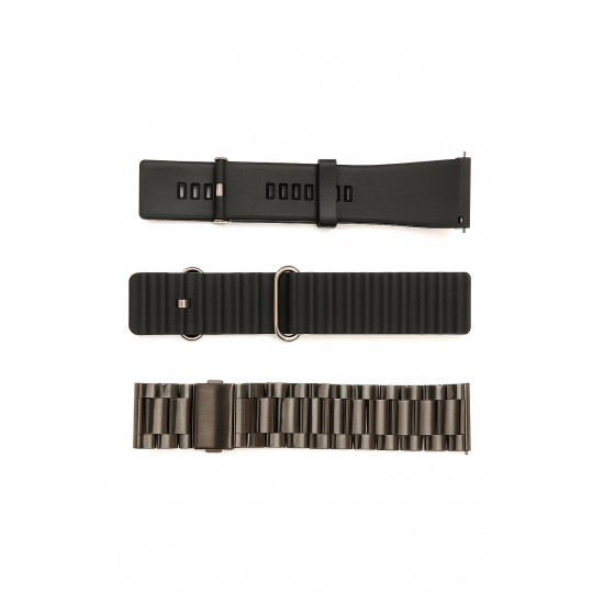 MK27 Смарт часовник 3 Каишки GT4 Bluetooth 47мм - Черен