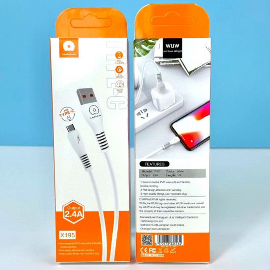 WUW X195 Кабел за Зареждане 2.4A 1M - USB към Micro