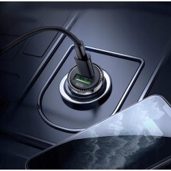 HOCO Z44 12v. минималистично зарядно за кола USB+USB-C PD20W+QC3.0