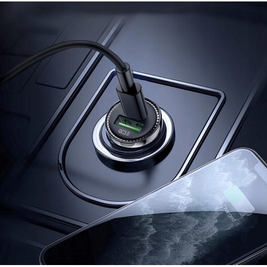 HOCO Z44 12v. минималистично зарядно за кола USB+USB-C PD20W+QC3.0