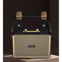 Портативна Караоке Система M4202+ с 2 Микрофона - Черен