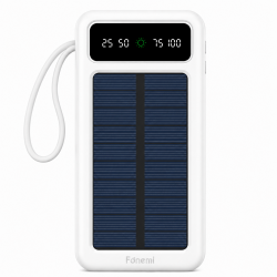 Fonemi FM-P167 (Бял)  Соларна преносима батерия с вградени кабели 10,000mAh 2.4A
