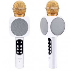 WS-1816 Караоке микрофон светещ с вграден говорител - Бял