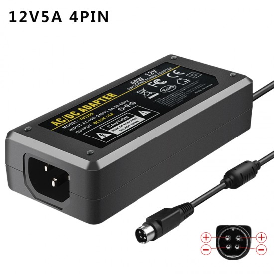 Зарядно захранване за устройства 220V-12V 5A букса 2.5*5.5 4 PIN Пина