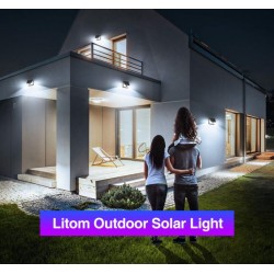 T-2866 LED слънчева светлина Външна SMD Водоустойчив PIR сензор за движение стенна лампа за пътека в градината