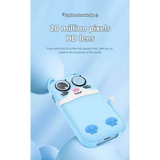 S6 Дигитална Камера 2.0mp За Деца Със Силиконов Калъф - Син