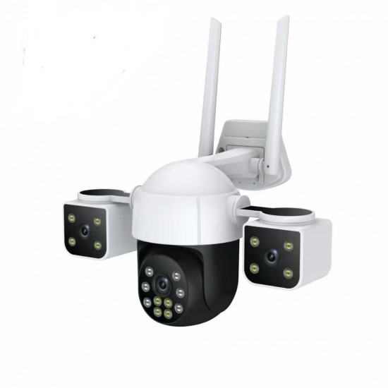 V380-A10 ТРОЙНА IP Камера ( APP:V380PRO) Въртяща водоустойчива WiFi камера с 3 обектива