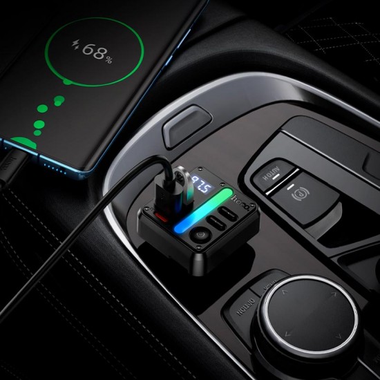 HOCO E89 FM 45W. модулатор трансмитер (2 USB изхода + 1USB-C, microSD, Bluetooth)