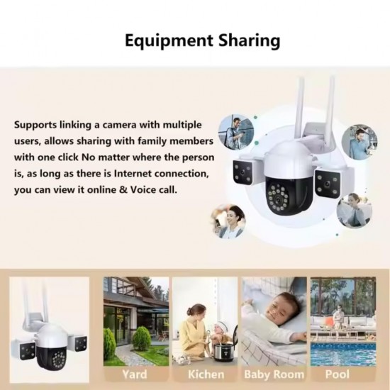 V380-A10 ТРОЙНА IP Камера ( APP:V380PRO) Въртяща водоустойчива WiFi камера с 3 обектива