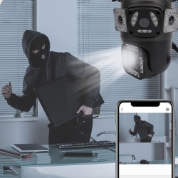 V380-A14 4G SIM ТРОЙНА IP Камера ( APP:V380PRO) Въртяща водоустойчива WiFi камера с 3 обектива