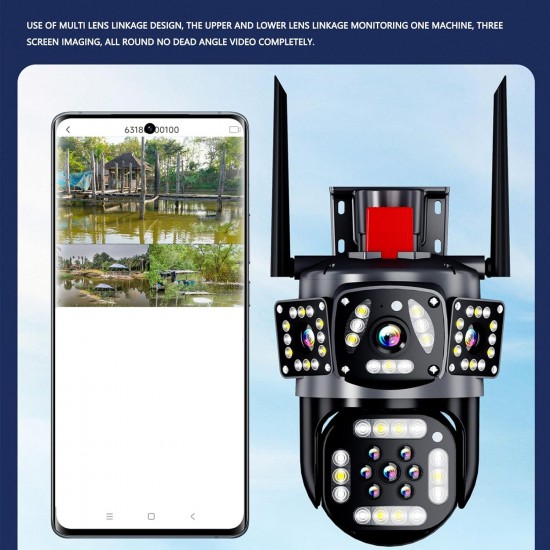 V380-A14 WIFI ТРОЙНА IP Камера ( APP:V380PRO) Въртяща водоустойчива WiFi камера с 3 обектива