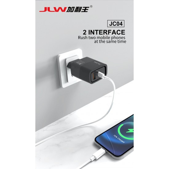 JLW-JC04 Зарядно 30W GAN Адаптер USB+USB-C