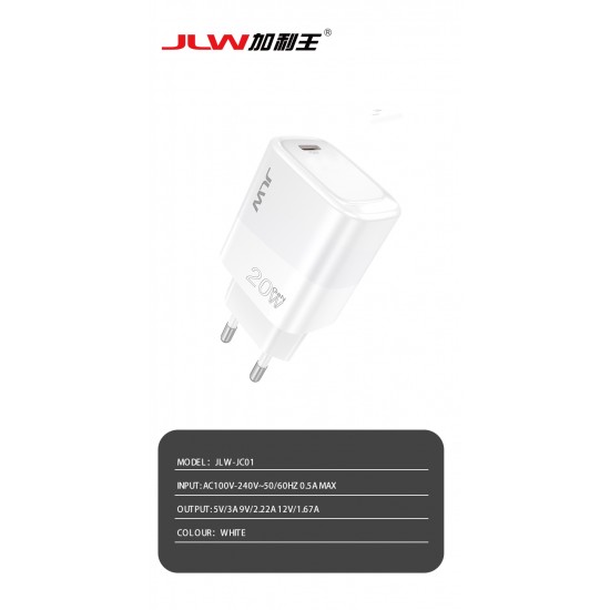 JLW-JC01 Зарядно 20W GAN Адаптер USB-C