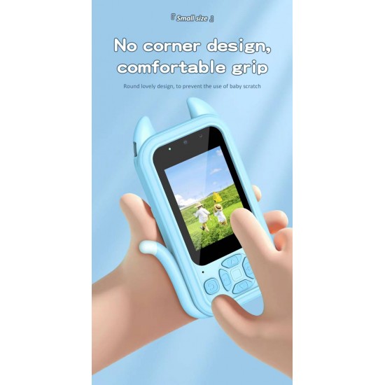 S6 Дигитална Камера 2.0mp За Деца Със Силиконов Калъф - Син