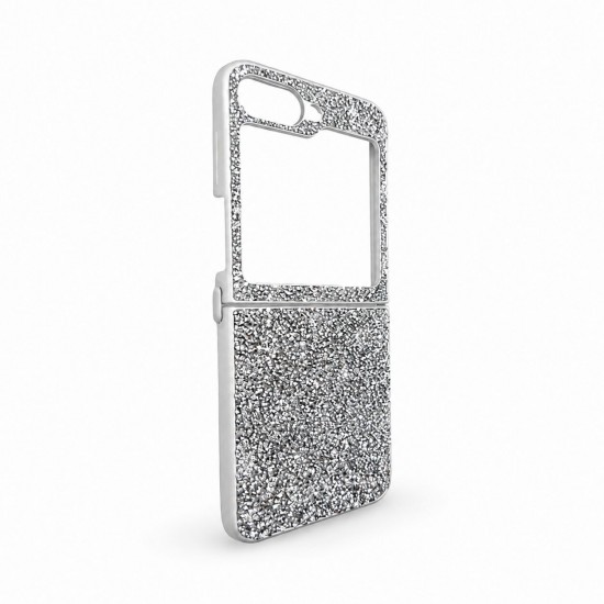 D75 Калъф с камъни за Samsung Z Flip 6 от 2 части - Бял