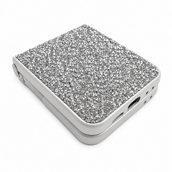 D75 Калъф с камъни за Samsung Z Flip 6 от 2 части - Бял